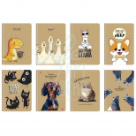 Блокнот для записів, спiраль, А6 (10,5х14,8 см), 70 г/м2, клітинка, кремовий блок, 80 л., Школярик