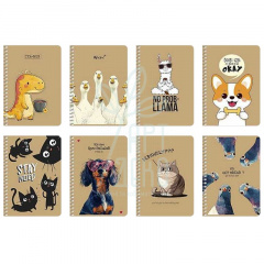 Блокнот для записів, спiраль, А6 (10,5х14,8 см), 70 г/м2, клітинка, кремовий блок, 80 л., Школярик