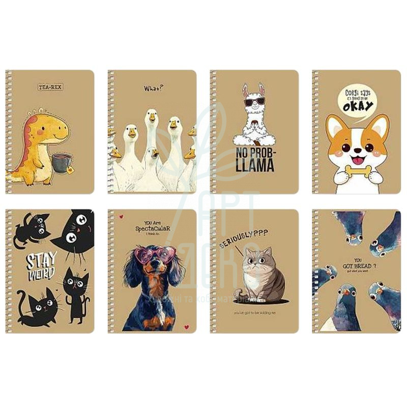 Блокнот для записів, спiраль, А6 (10,5х14,8 см), 70 г/м2, клітинка, кремовий блок, 80 л., Школярик