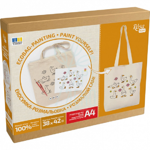 Набір екосумка-розмальовка "Гуси", бавовна, 38х42 см, ROSA Talent