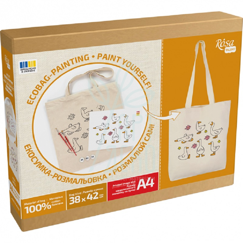 Набір екосумка-розмальовка "Гуси", бавовна, 38х42 см, ROSA Talent