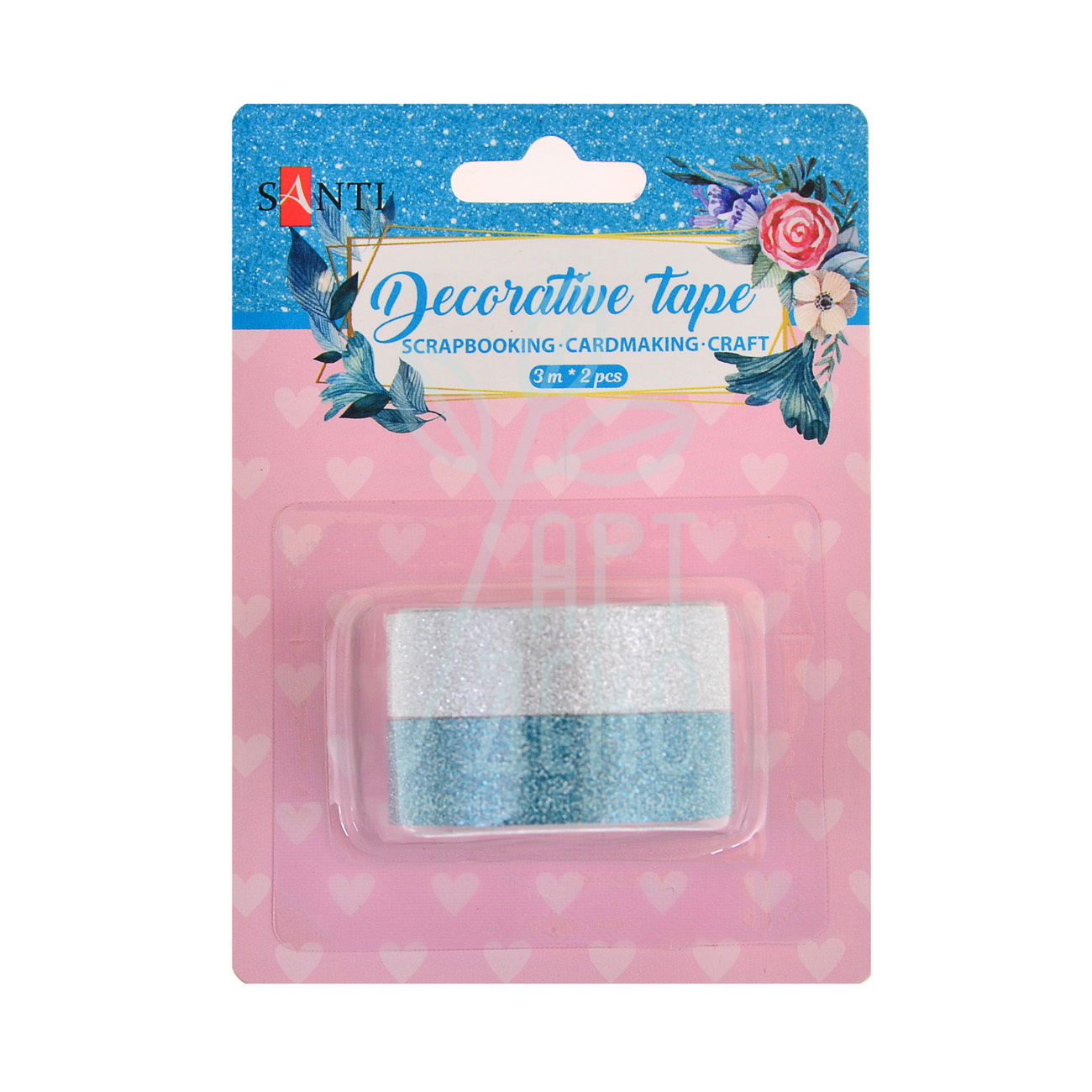 Набір стрічок паперових самоклеючих "Silver and Blue", 3 м х 2 шт., Santi