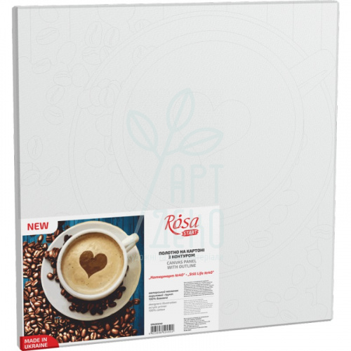 Полотно на картоні з контуром Натюрморт №40, 30х30 см, бавовна, акрил, ROSA Start