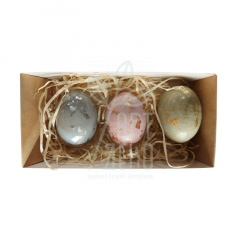 Набір яєць дерев'яних "Декупаж", з золотими цятками, 3 шт