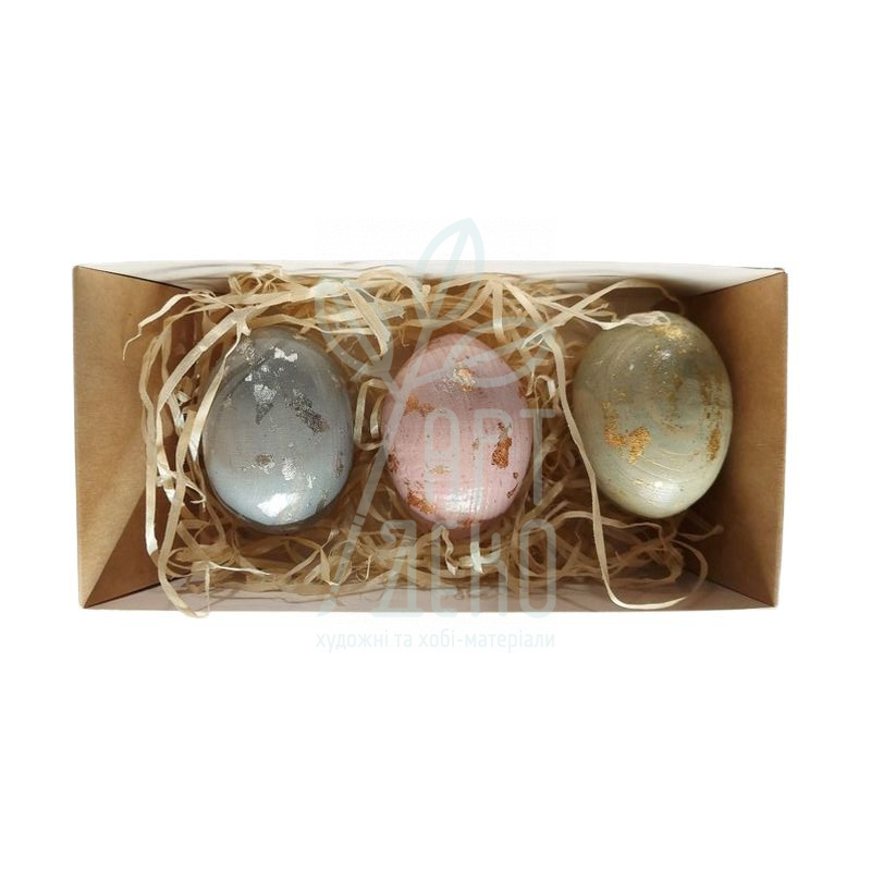 Яйце дерев'яне "Декупаж", з золотими цятками