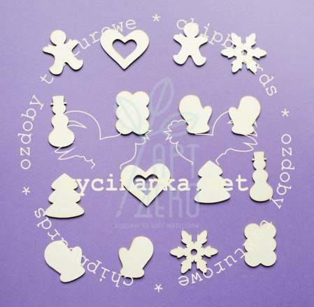 Набір чипбордів "Святкові пряники", 16 шт., Wycinanka