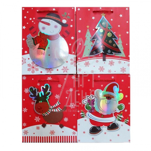 Пакет подарунковий "Санта та компанія", 30х41х12 см, Україна