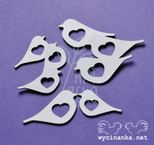 Набір чипбордів "Пташки з серцями", 8 шт., Wycinanka