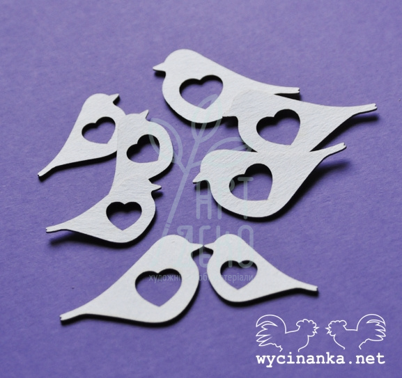 Набір чипбордів "Пташки з серцями", 8 шт., Wycinanka