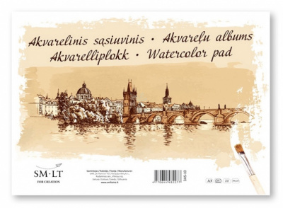 Склейка для акварелі School Gold А3 (29,7х42 см), 200 г/м2, 10 л., SMILTAINIS Склейка для акварелі School Gold А3 (29,7х42 см), 200 г/м2, 10 л., SMILTAINIS