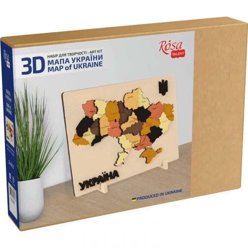 Набір картина 3D "Мапа України", кольори металік, МДФ, 24,5х18,5 см, ROSA 