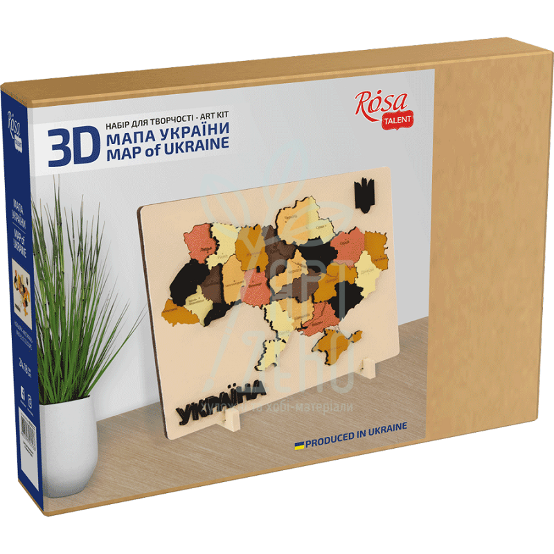 Набір картина 3D "Мапа України", кольори металік, МДФ, 24,5х18,5 см, ROSA 