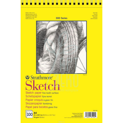 Альбом для скетчів 300 Series Sketch Paper, спіраль, A4 (21x29,7 см), 74 г/м2, 100 л., Strathmore