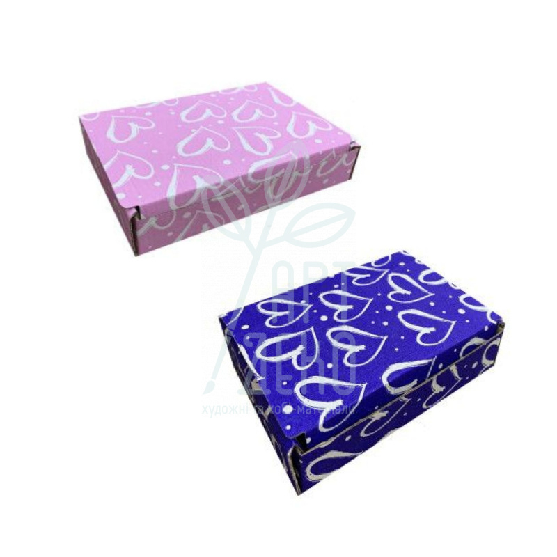 Коробка подарункова, гофрокартон "Серця", 15х11,5х3,5 см, Україна