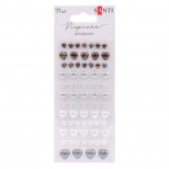 Набір перлин самоклеючих "Серця", 5-12 мм, сірі, 71 шт, Santi