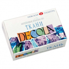 Набір фарб акрилових для тканини, 6х20 мл, Decola