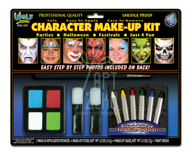 Набір для аквагриму Character Makeup, 4 фарби+ олівці 6 шт, Wolf
