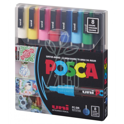 Набір маркерів акрилових Posca, 0,9-1,3 мм 8 шт, Uni