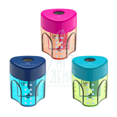 Точилка з контейнером GRIP Mini Trend, трикутна, асорті кольорів, Faber-Castell Точилка з контейнером GRIP Mini Trend, трикутна, асорті кольорів, Faber-Castell