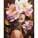 Набір для розпису за номерами "В ароматі півоній", металік, 40х50 см, Ідейка