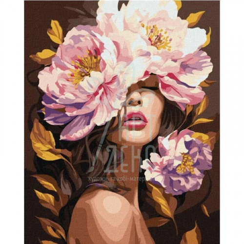 Набір для розпису за номерами "В ароматі півоній", металік, 40х50 см, Ідейка