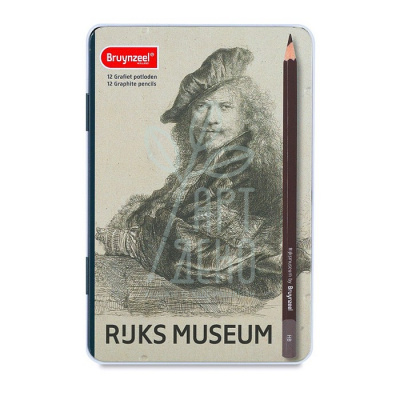 Набір олівців графітних DUTCH MASTERS Рембрандт, Автопортрет, в металевій коробці, 12 шт, Bruynzeel
