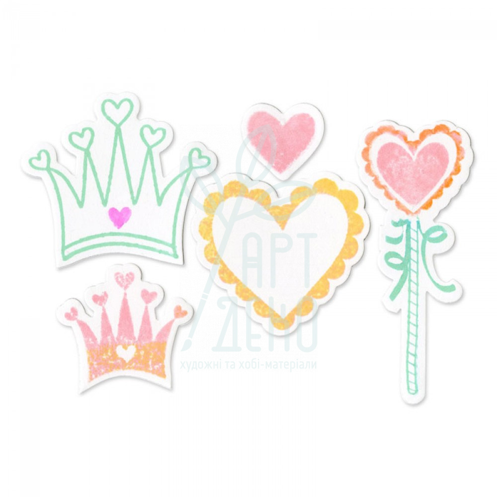 Набір ножів та штампів для скрапбукінгу Die Set 8PK w/Stamps-Princess, Sizzix