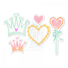 Набір ножів для вирізання та штампів Die Set 8PK w/Stamps-Princess, Sizzix