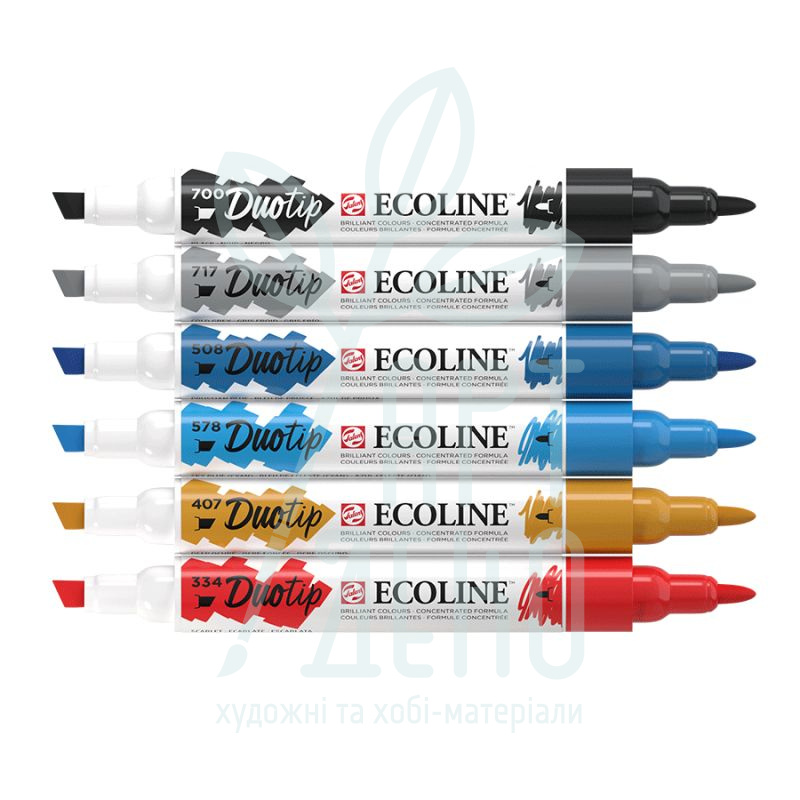 Набір маркерів акварельних двосторонніх Ecoline Duo Tip Urban Landscape, 6 шт, Royal Talens