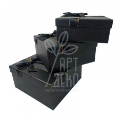 Коробка подарункова глітерна з бантом, чорна, Україна