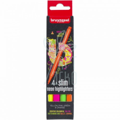 Набір маркерів Highlighter Neon Slim, 4 кол., Bruynzeel
