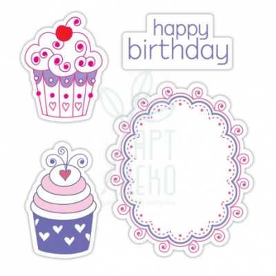 Набір ножів для вирізання та штампів Happy Birthday/Stamps Cupcake Set, Sizzix