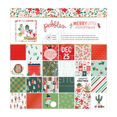 Набір одностороннього паперу 30х30 см Merry Little Christmas, 36 арк., Pebbles