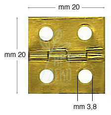 Завіса 20х20 мм, отвір 3,8 мм, латунне покриття