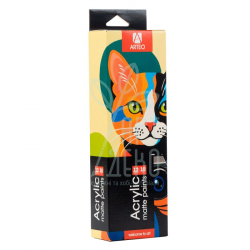 Набір акрилових фарб Color Сat, матові, 12x10 мл, Arteo