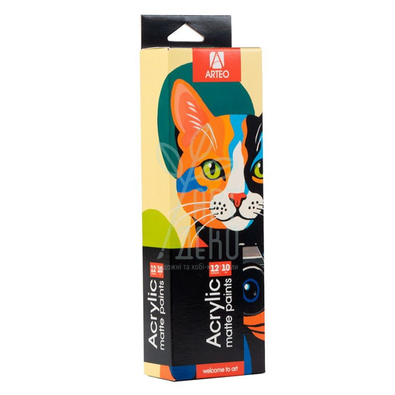 Набір акрилових фарб Color Сat, матові, 12x10 мл, Arteo