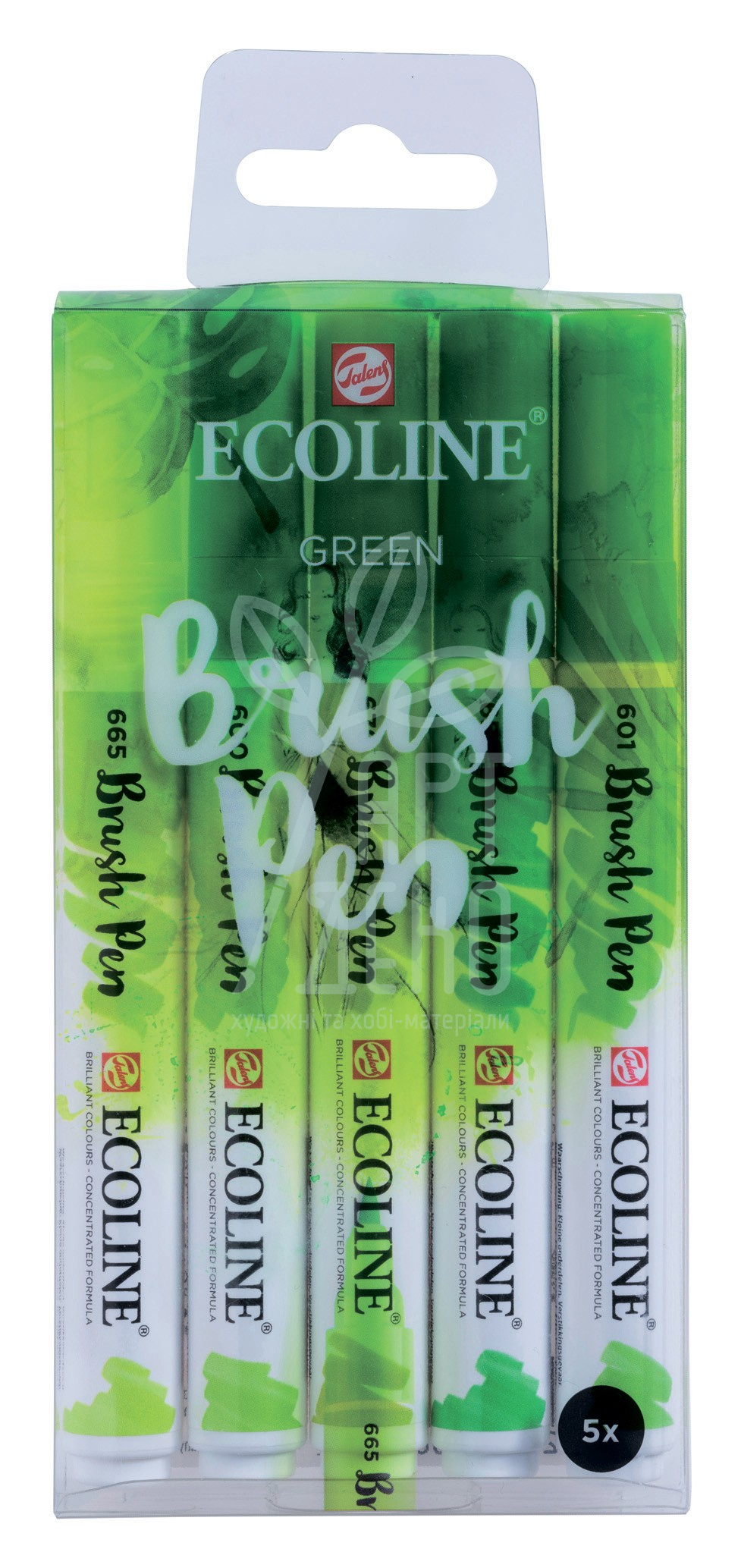 Набір пензлів-ручок Ecoline Brushpen GREEN, 5 кол., Royal Talens
