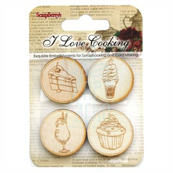 Набір фігурок дерев'яних "I love cooking 4", 4 шт., Scrapberry's