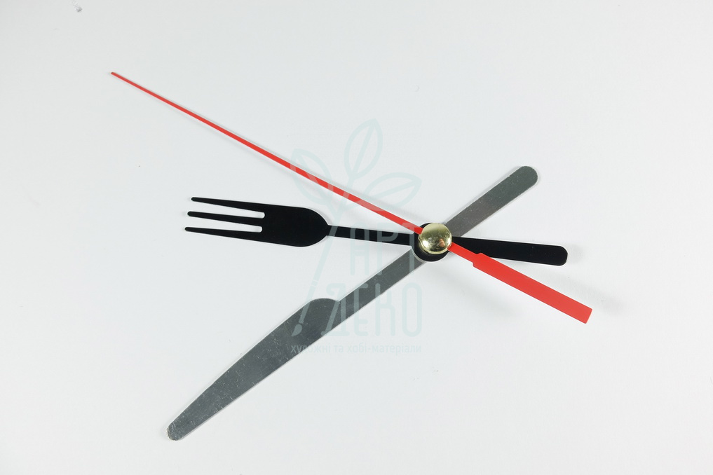 Стрілки для годинникового механізму. №31/38 (72/58 мм) "Вилка і ніж", чорні, 2 шт, Україна
