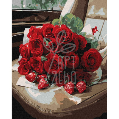 Набір для розпису за номерами "Романтичний букет троянд", 40х50 см, Ідейка