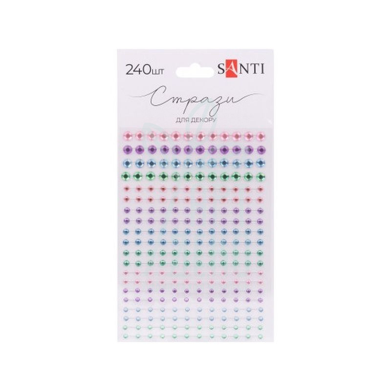 Набір страз самоклеючих "Сяюче асорті", 3-5 мм, 240 шт, Santi