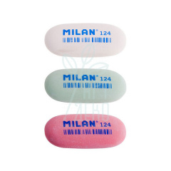 Гумка 124, овальна, 49x23x9 мм, асорті кольорів, Milan