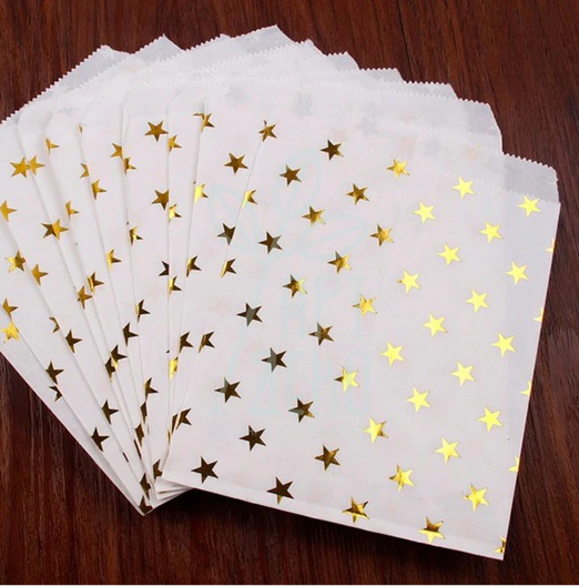 Пакет-саше паперовий з металізованим принтом "Зірки", 17x13 см, Китай