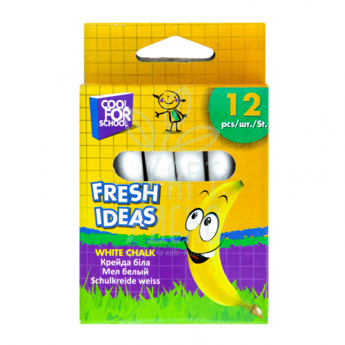 Набір крейди шкільної Fresh Ideas, біла, 12 шт, Economix