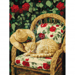 Набір для розпису за номерами "Кіт у саду", 30х40 см, Ідейка