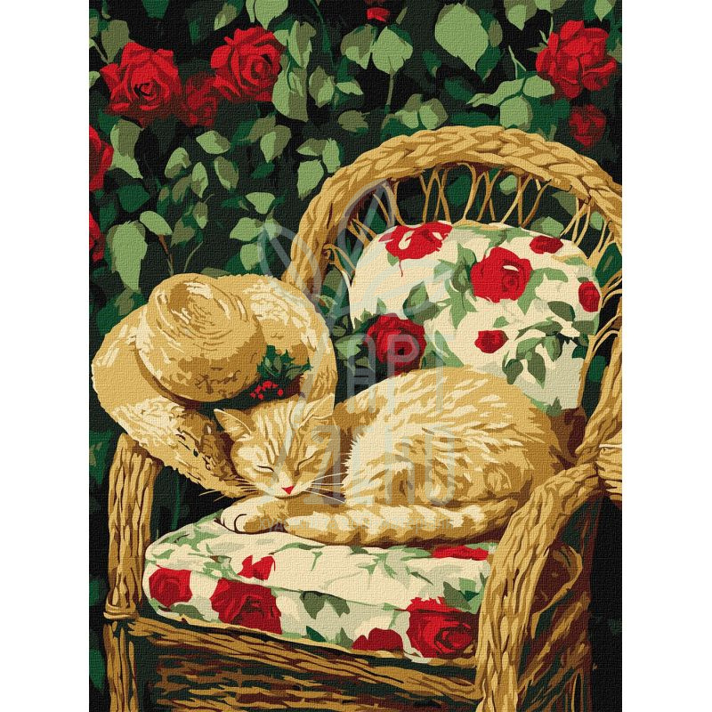 Набір для розпису за номерами "Кіт у саду", 30х40 см, Ідейка