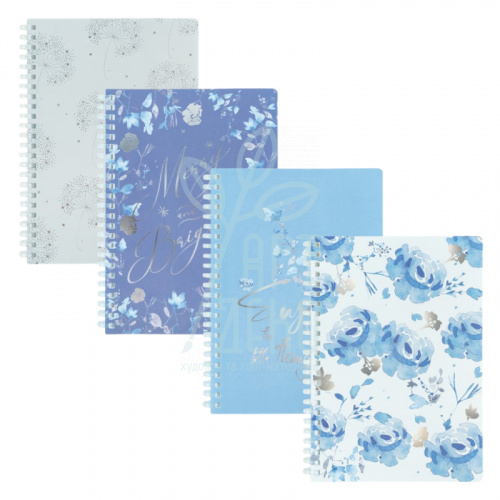 Блокнот Flower Symphony, спіраль, пластикова обкладинка, А5 (14,8х21 см), клітинка, 80 л., Axent
