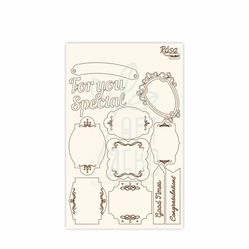 Набір чипбордів для скрапбукінгу "Floral Poem 3", білий картон, 12,8х20 см, ROSA Talent