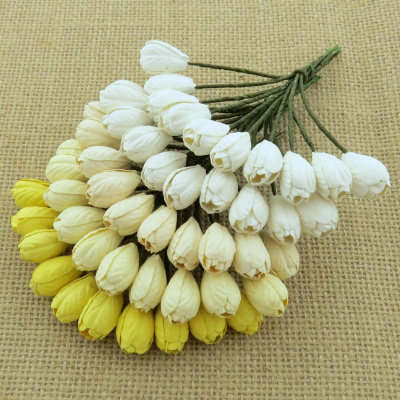 Квіти паперові Тюльпани, кремово-білі тони, 1 см, 10 шт., Тайланд