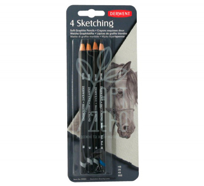 Набір олівців графітних акварельних Sketching, в блістері, 4 шт, DERWENT